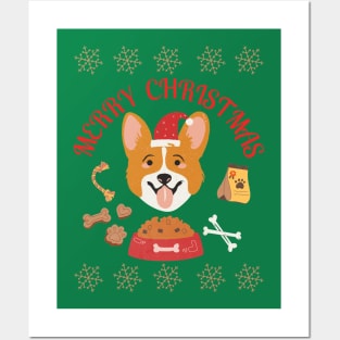 Merry Christmas Santa Dog Funny Dog and Cute Dog Lovers Posters and Art